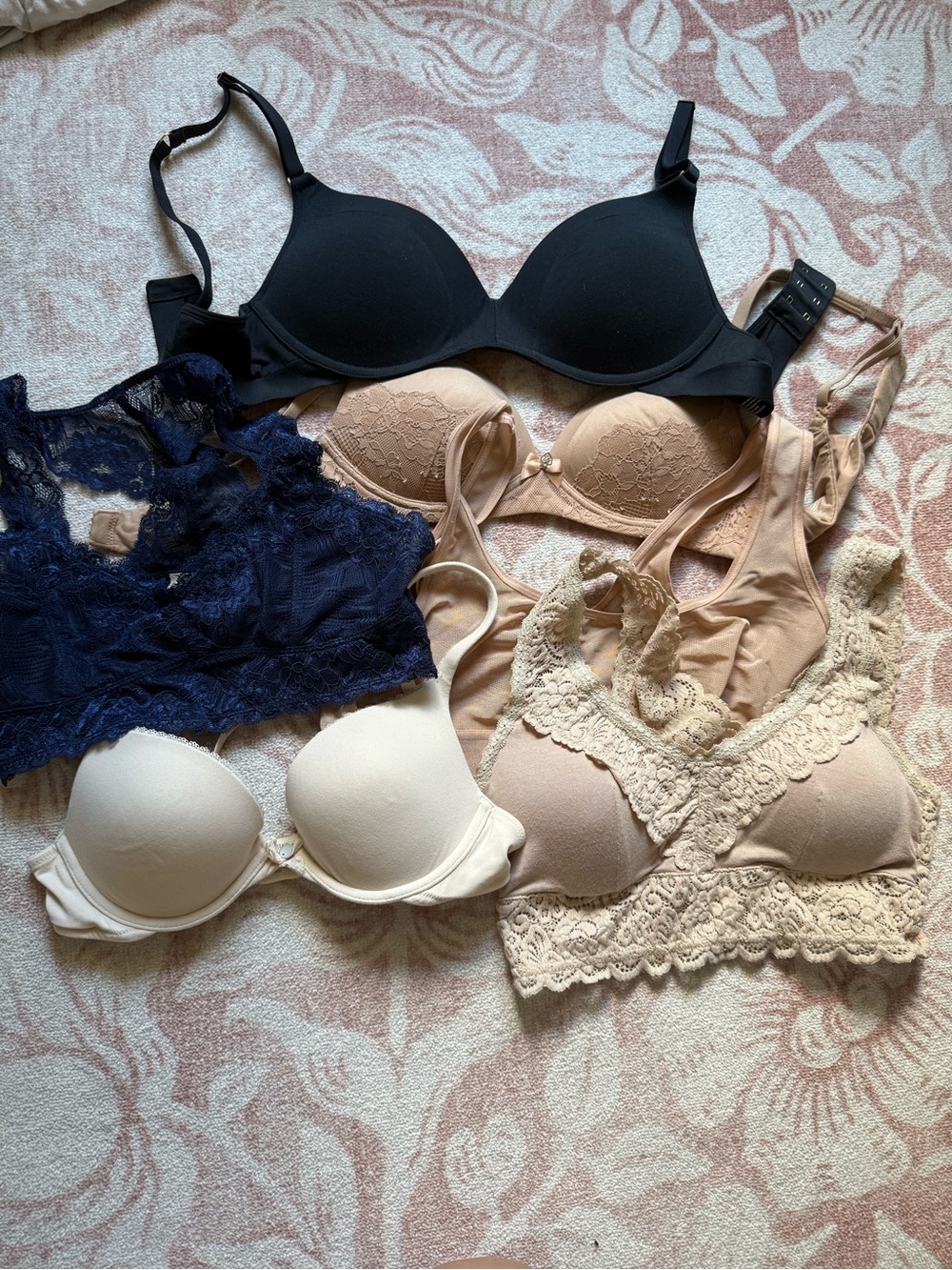 Victoria's Secret Mixed Lace & T-Shirt Bras - Black, Navy, Cream, Beige